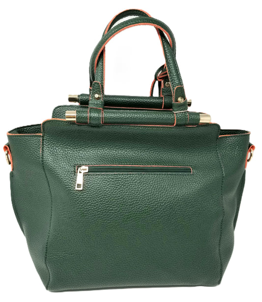 Vegan Leather Top Zip Satchel