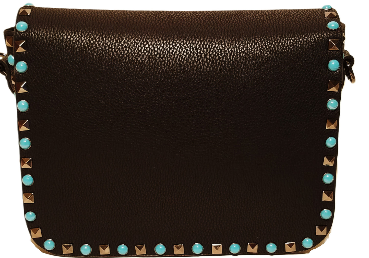 Studded Leather Crossbody Bag with Guitar Strap