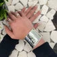 Silver Hammered Wide Cuff Bracelet