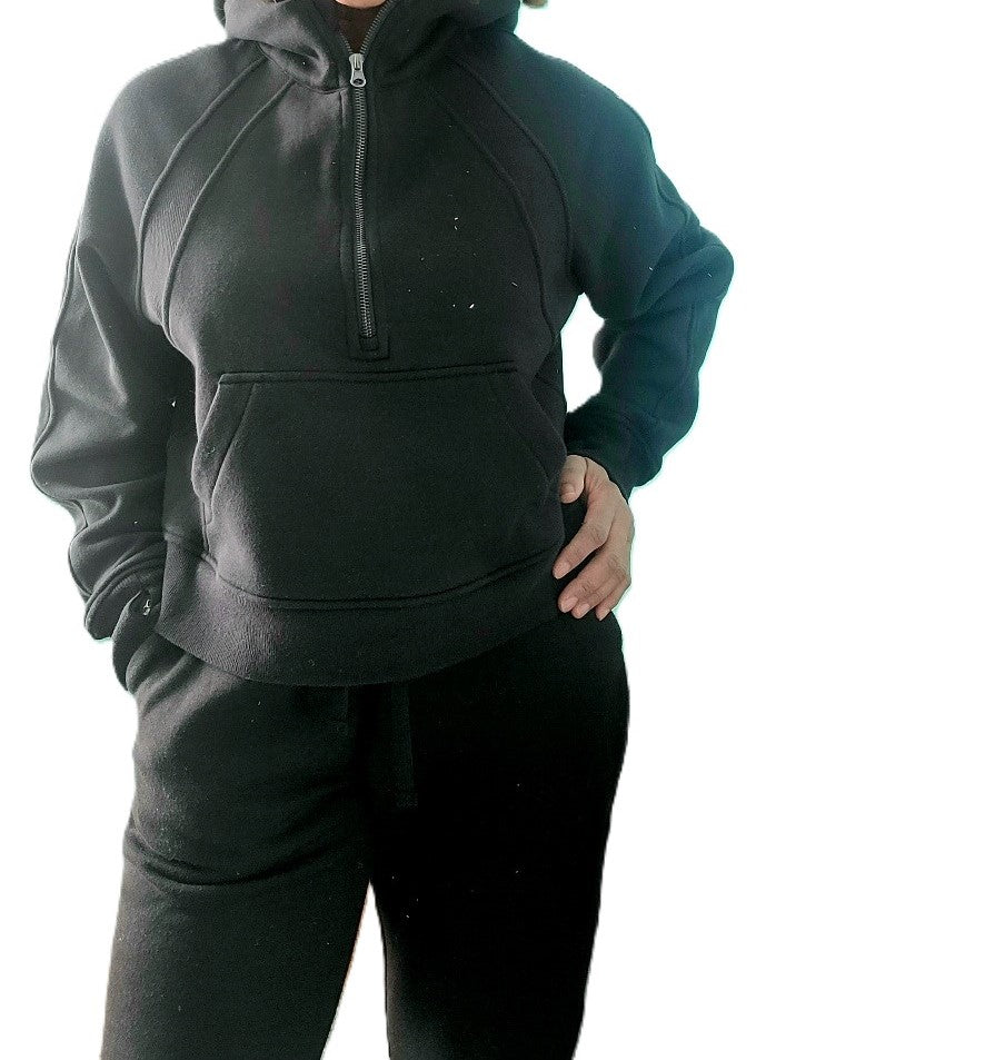 French Terry Oversized Half-Zip Hoodie