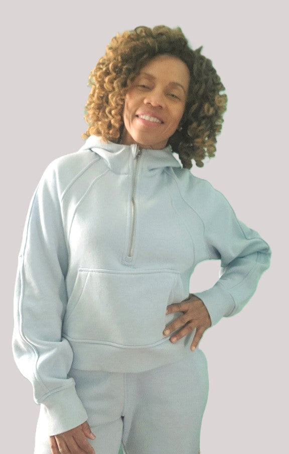 French Terry Oversized Half-Zip Hoodie
