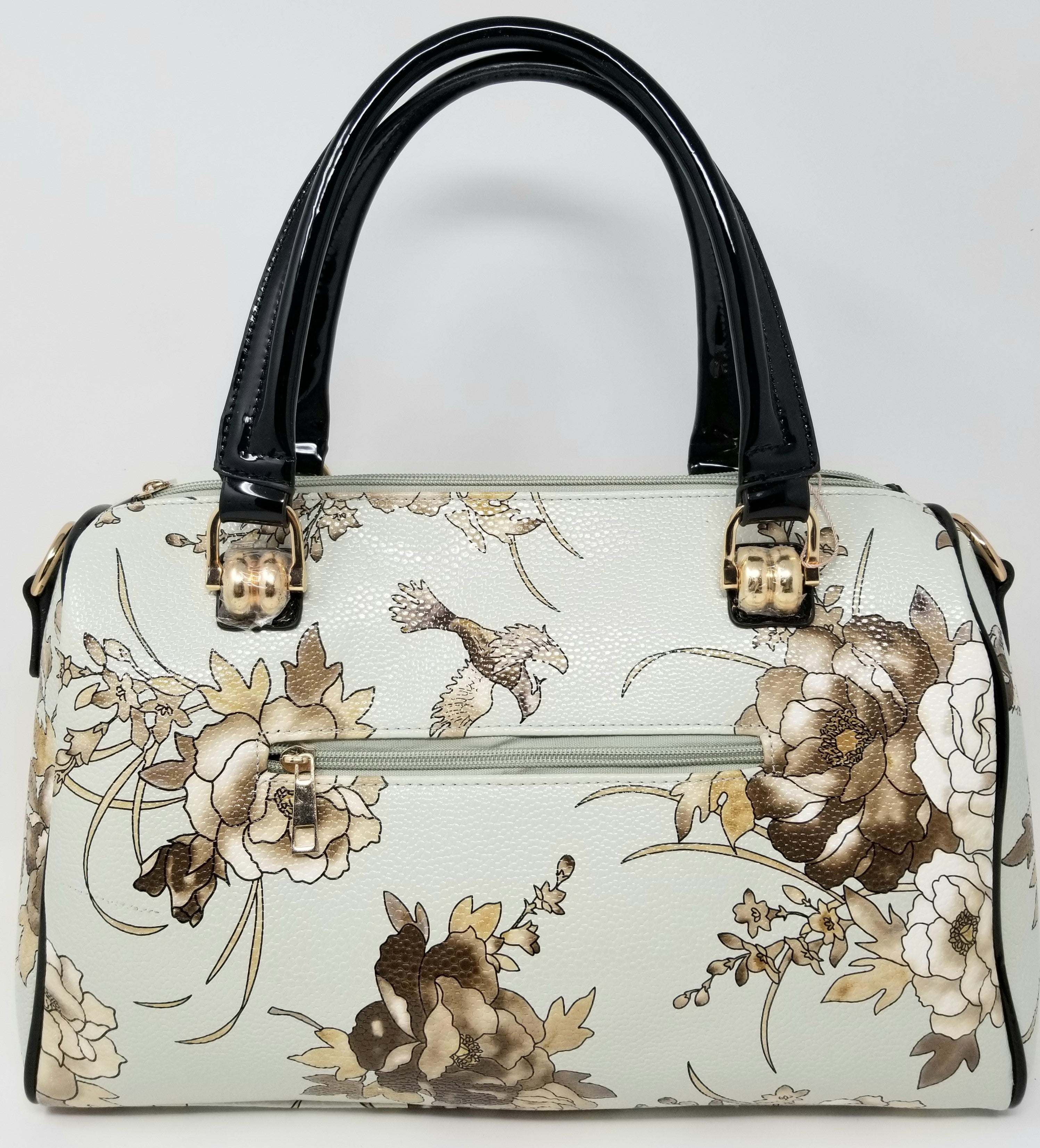 Satchel Handbag with Floral Design