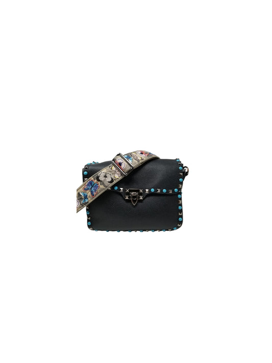 Studded Leather Crossbody Bag with Guitar Strap