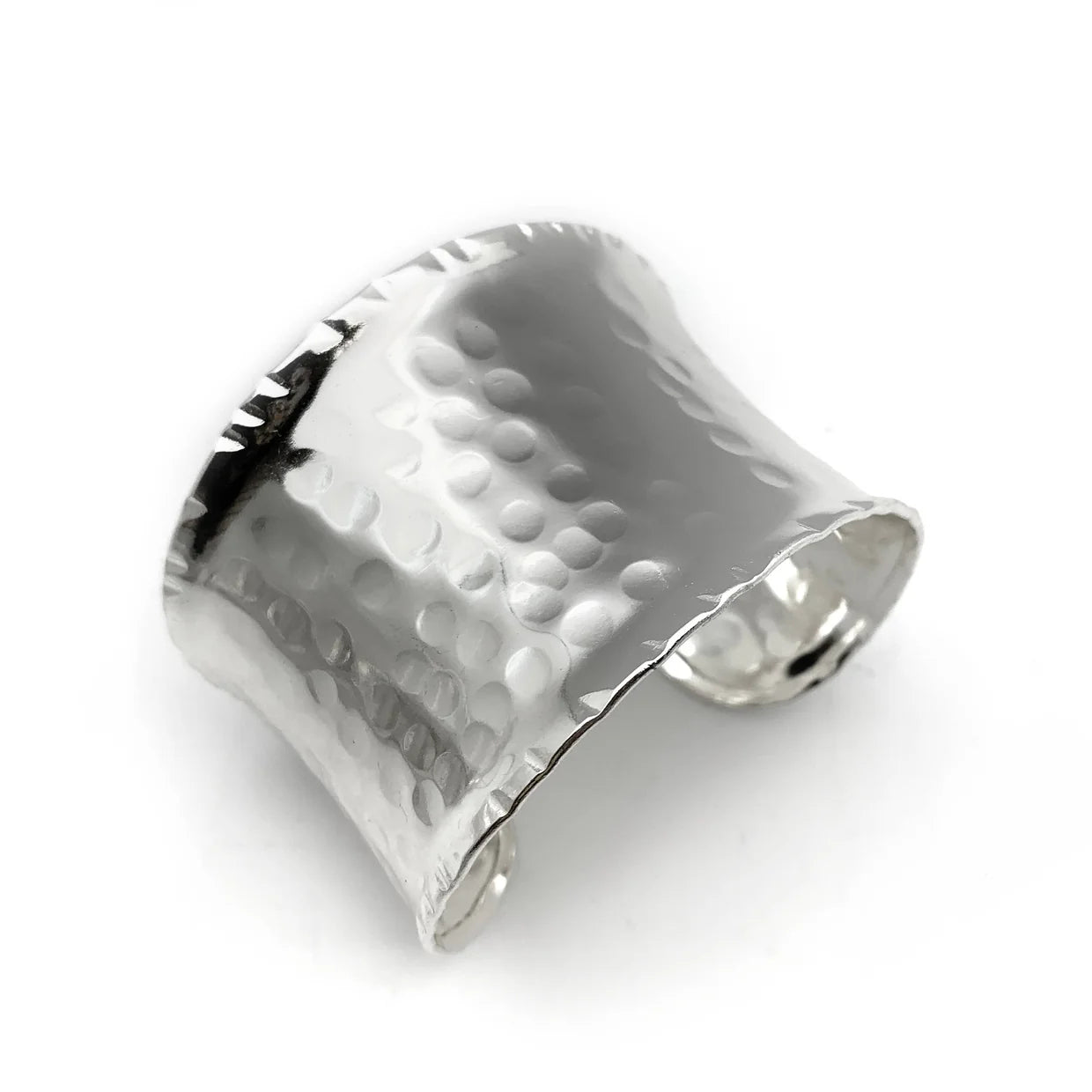 Silver Hammered Wide Cuff Bracelet