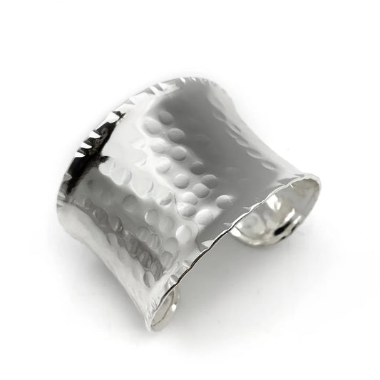 Silver Hammered Wide Cuff Bracelet