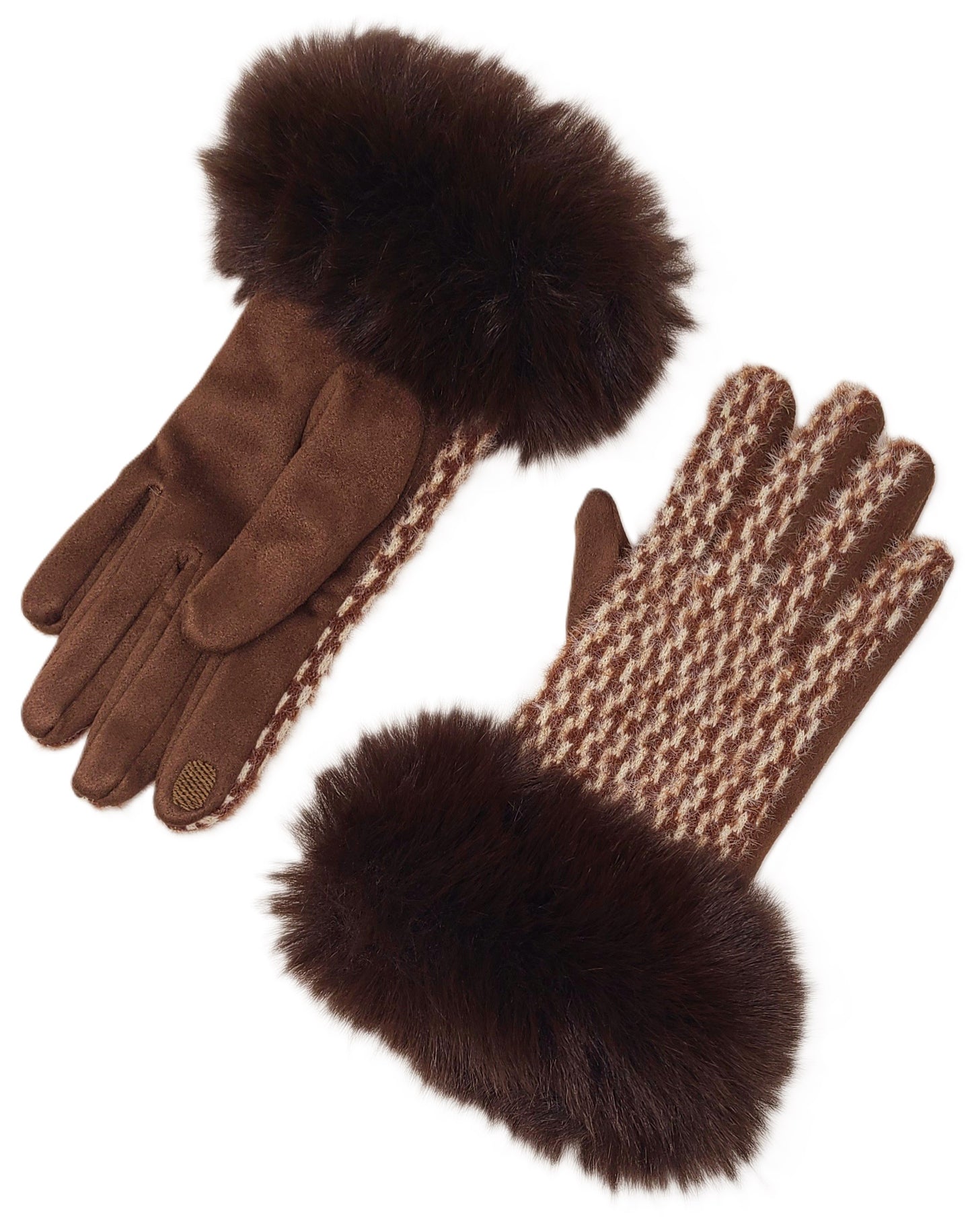 Alex Max Fur Trimmed Knit Gloves