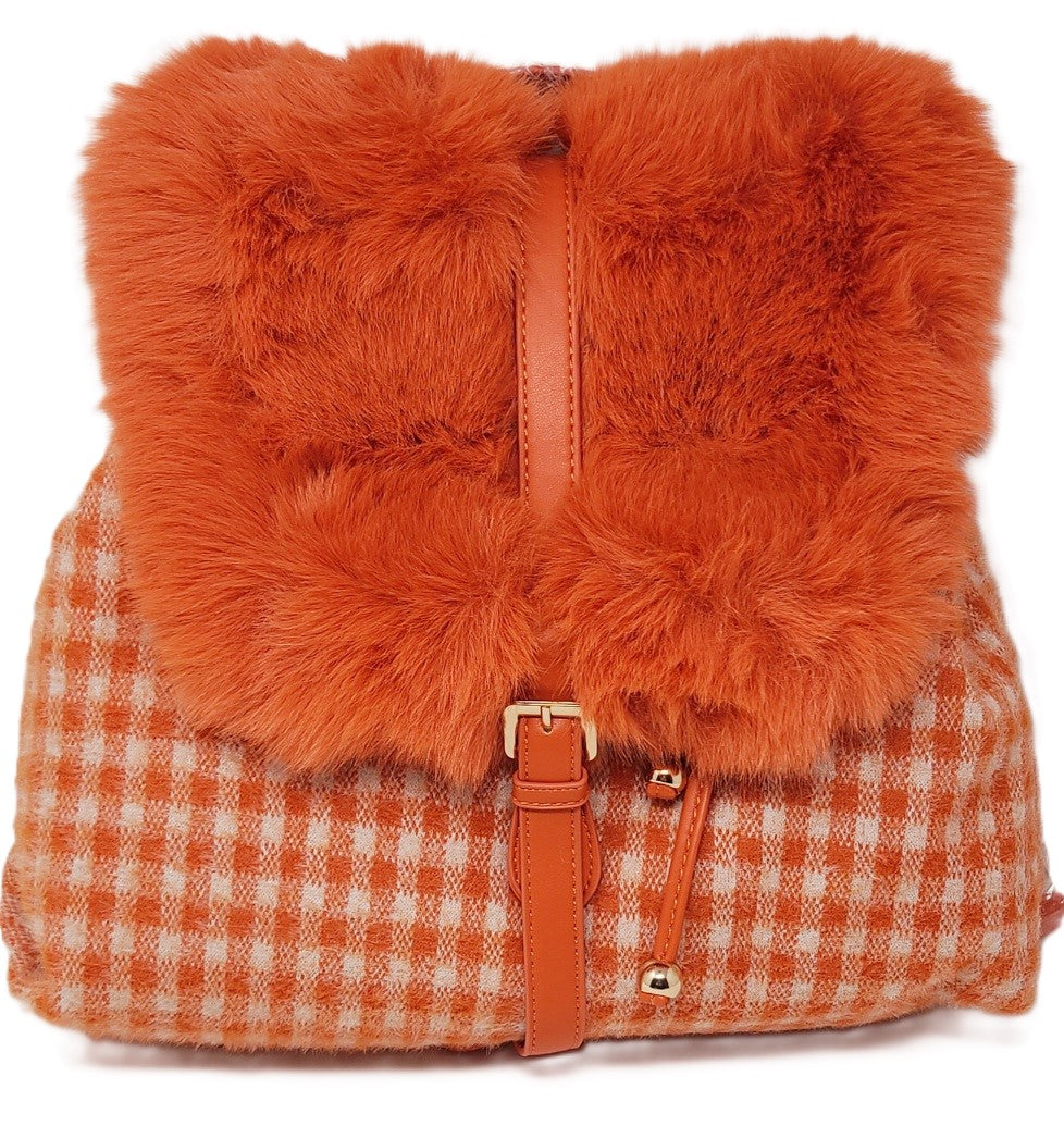 Alex Max Fur and Plaid Backpack