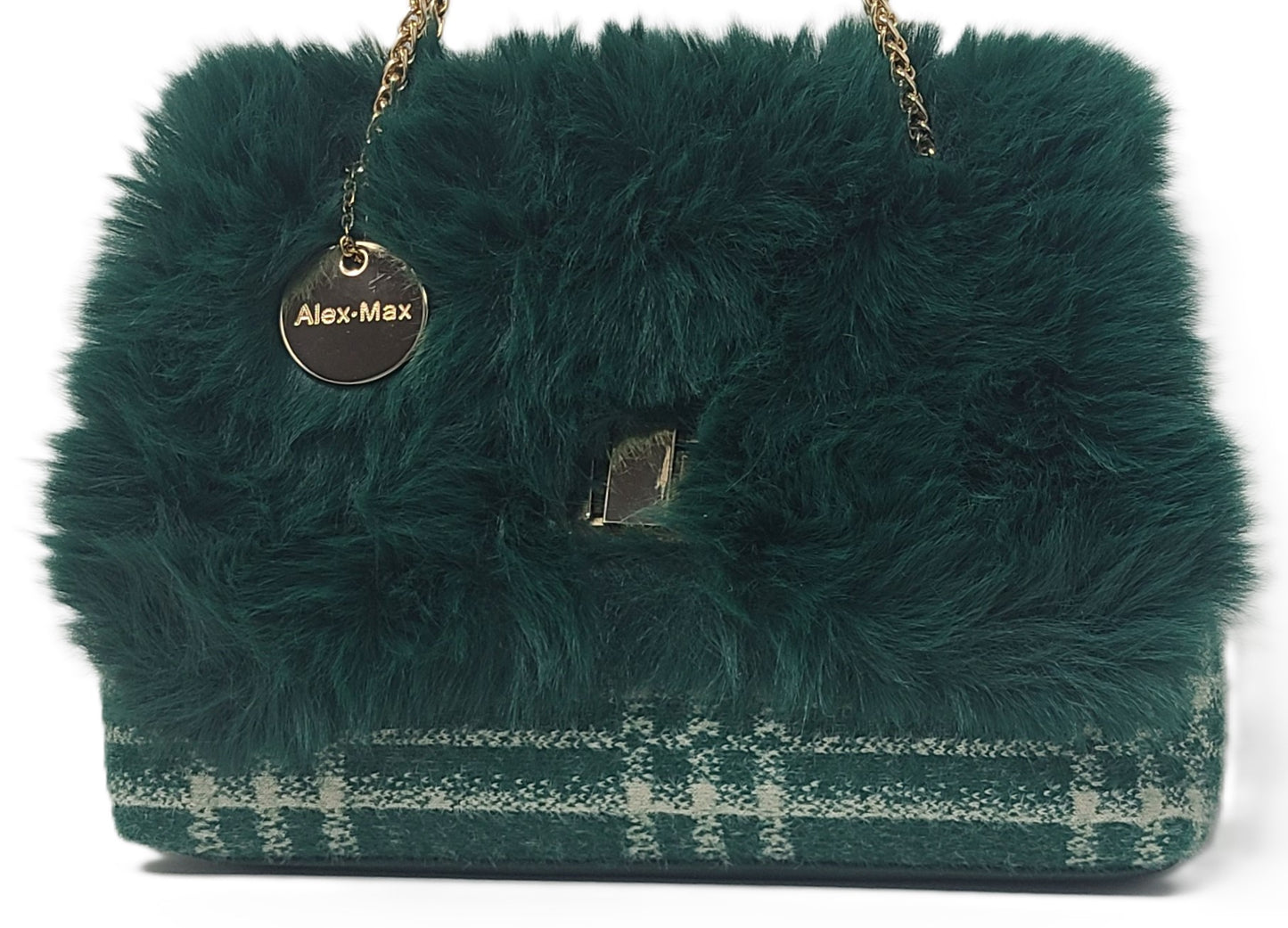 Alex Max Fur and Plaid Shoulder Bag