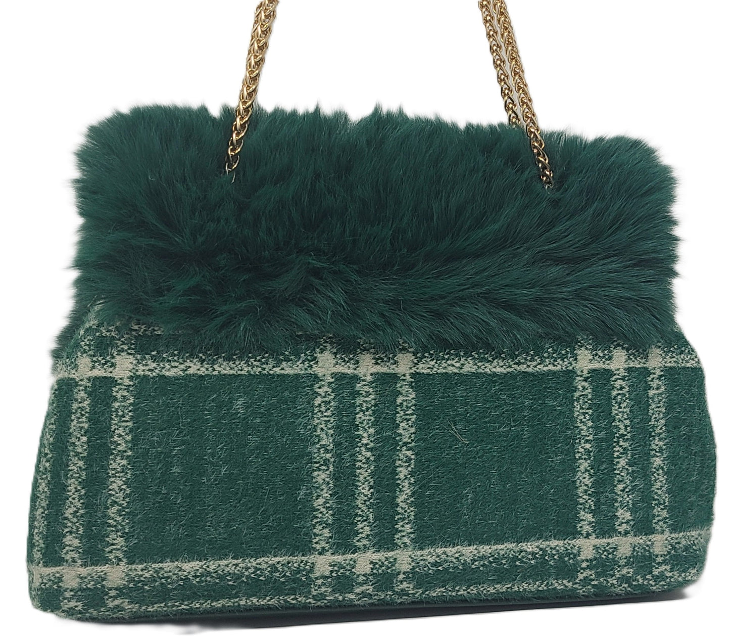 Alex Max Fur and Plaid Shoulder Bag