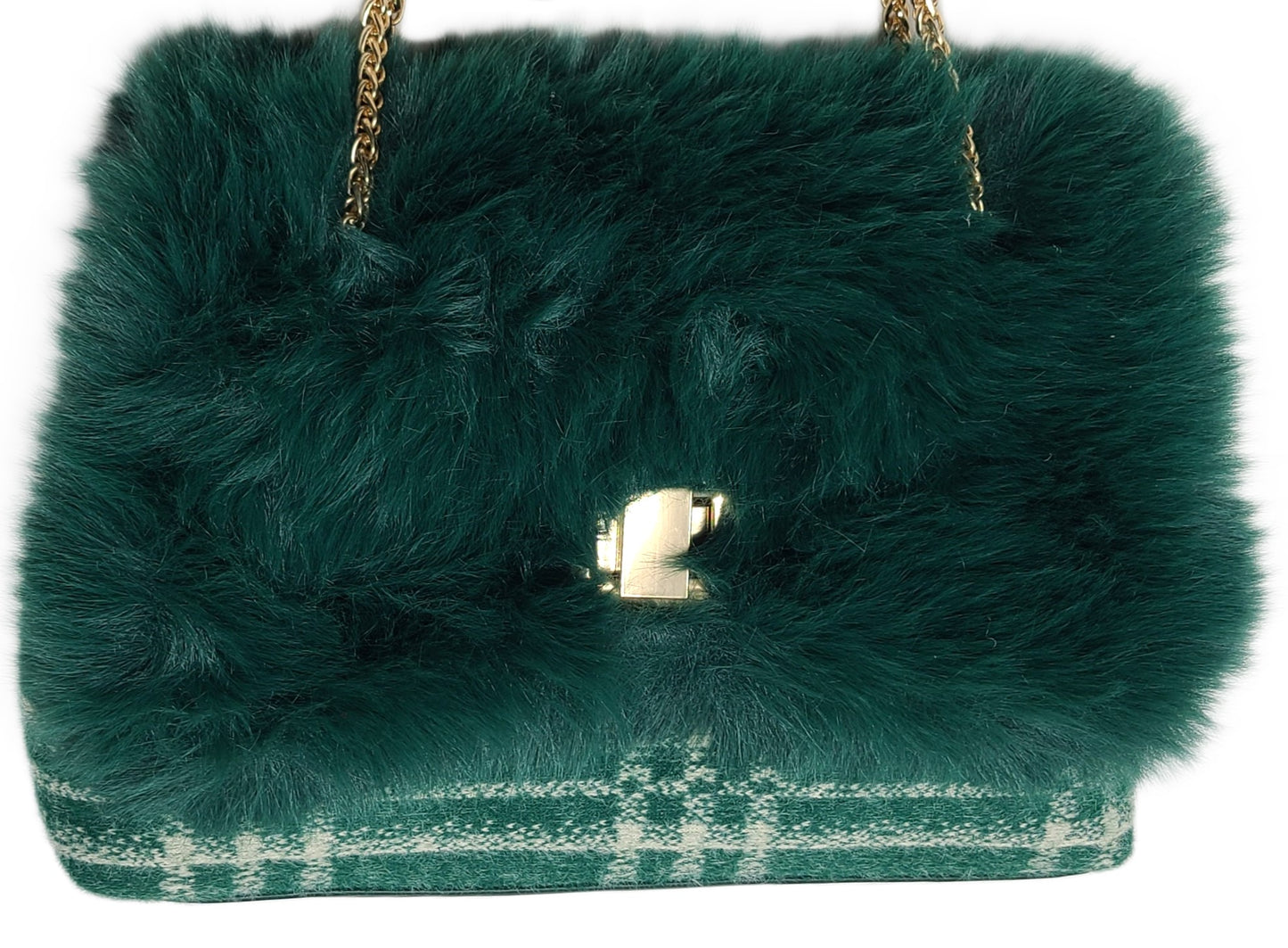 Alex Max Fur and Plaid Shoulder Bag