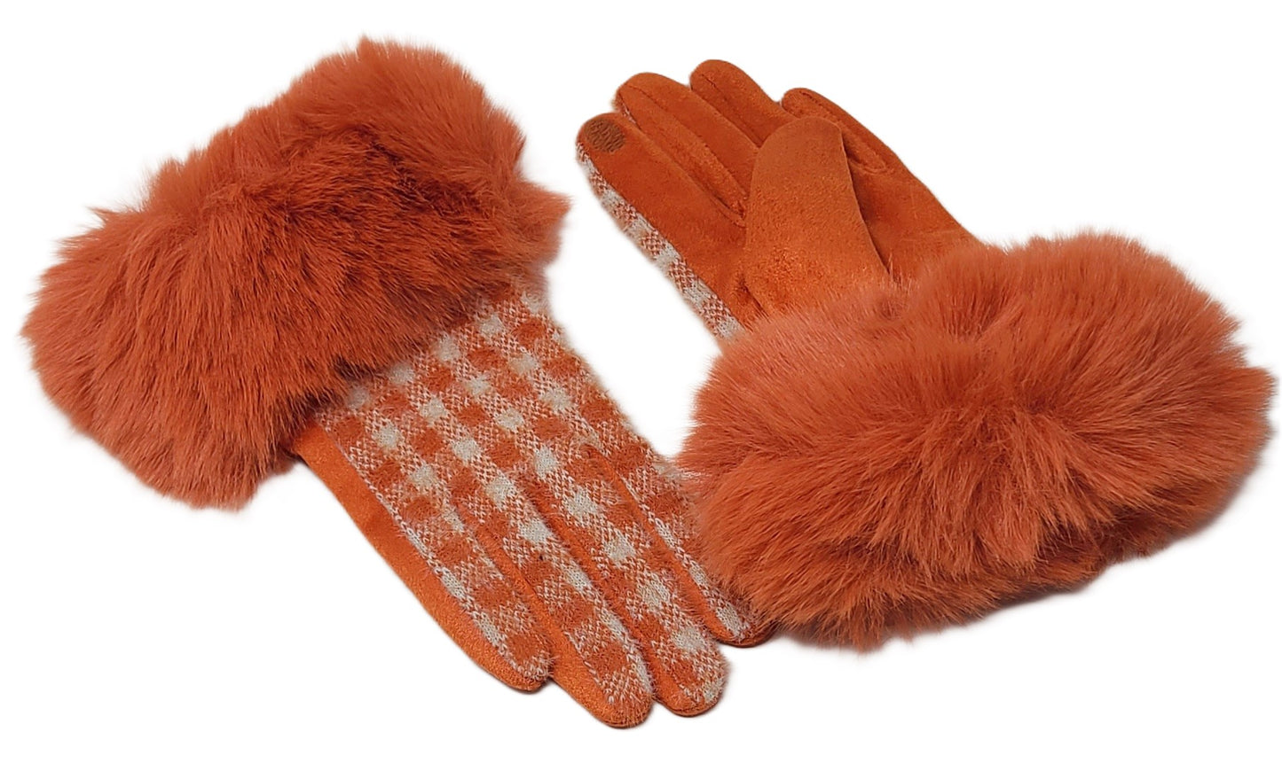 Alex Max Fur Trimmed Knit Gloves