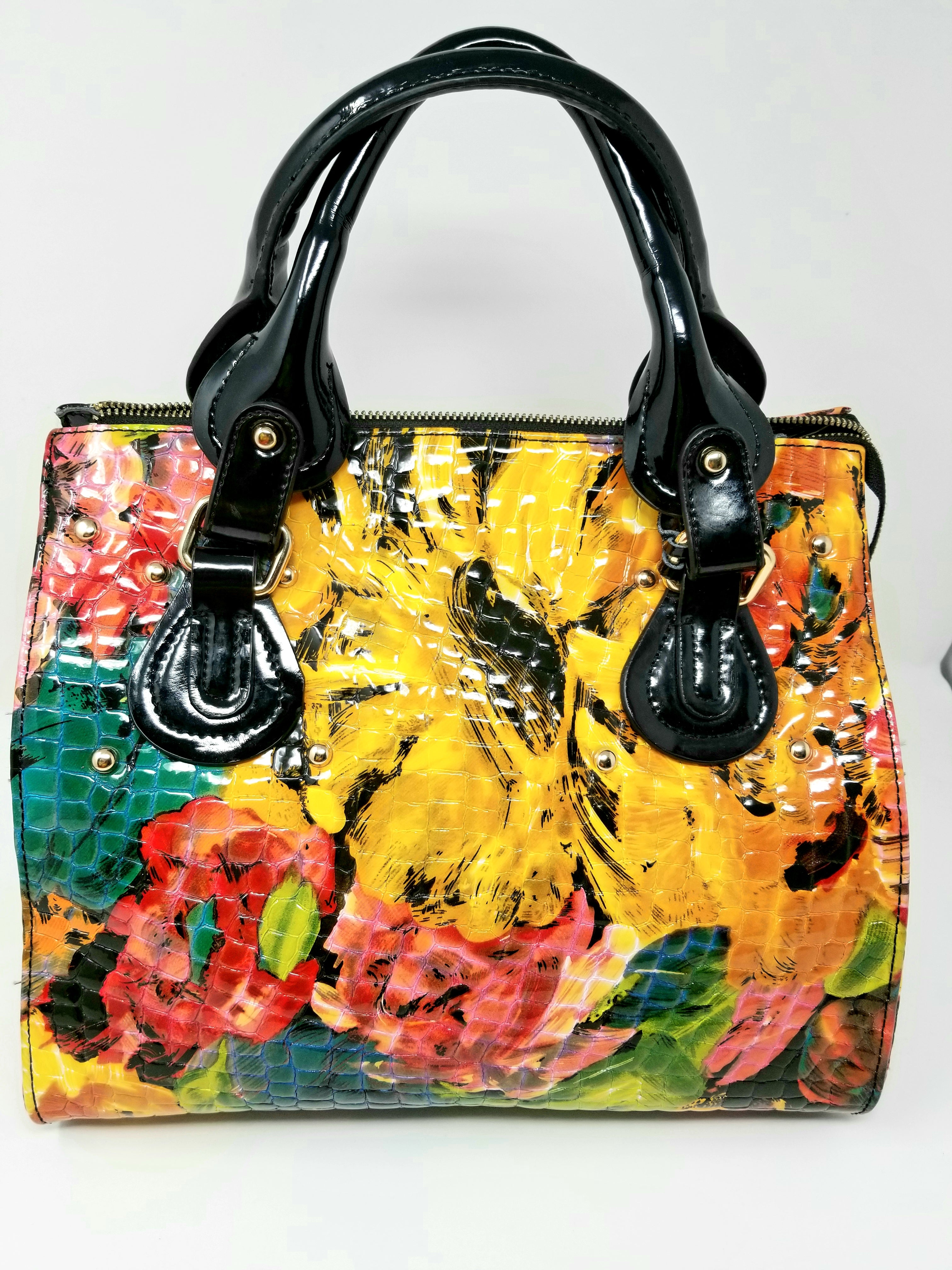Floral Patent Leather Bag
