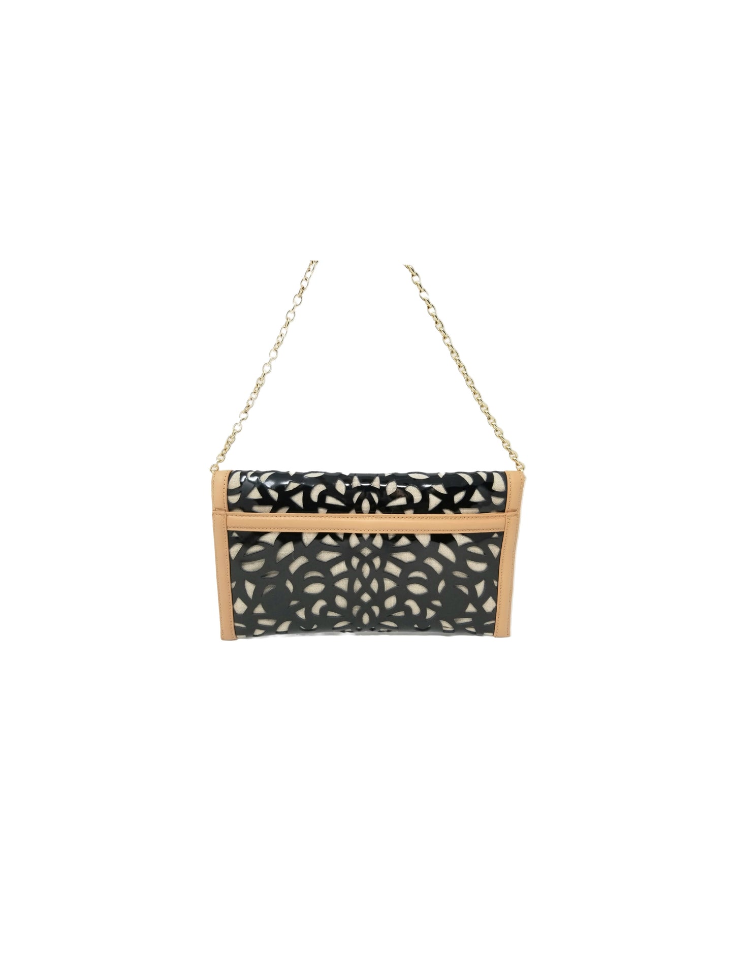 Perforated Patent Natural Leather Clutch