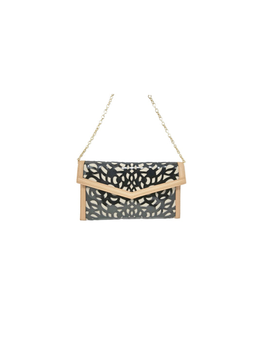 Perforated Patent Natural Leather Clutch