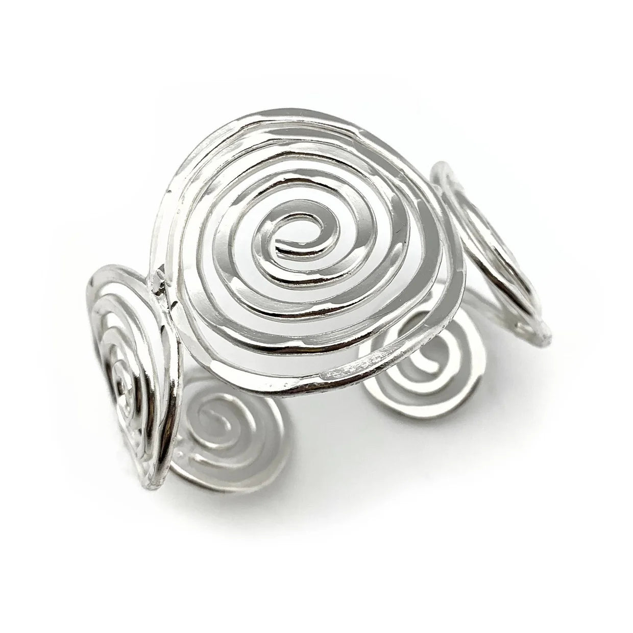 Silver Spiral Circles Cuff Bracelet