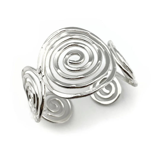 Silver Spiral Circles Cuff Bracelet