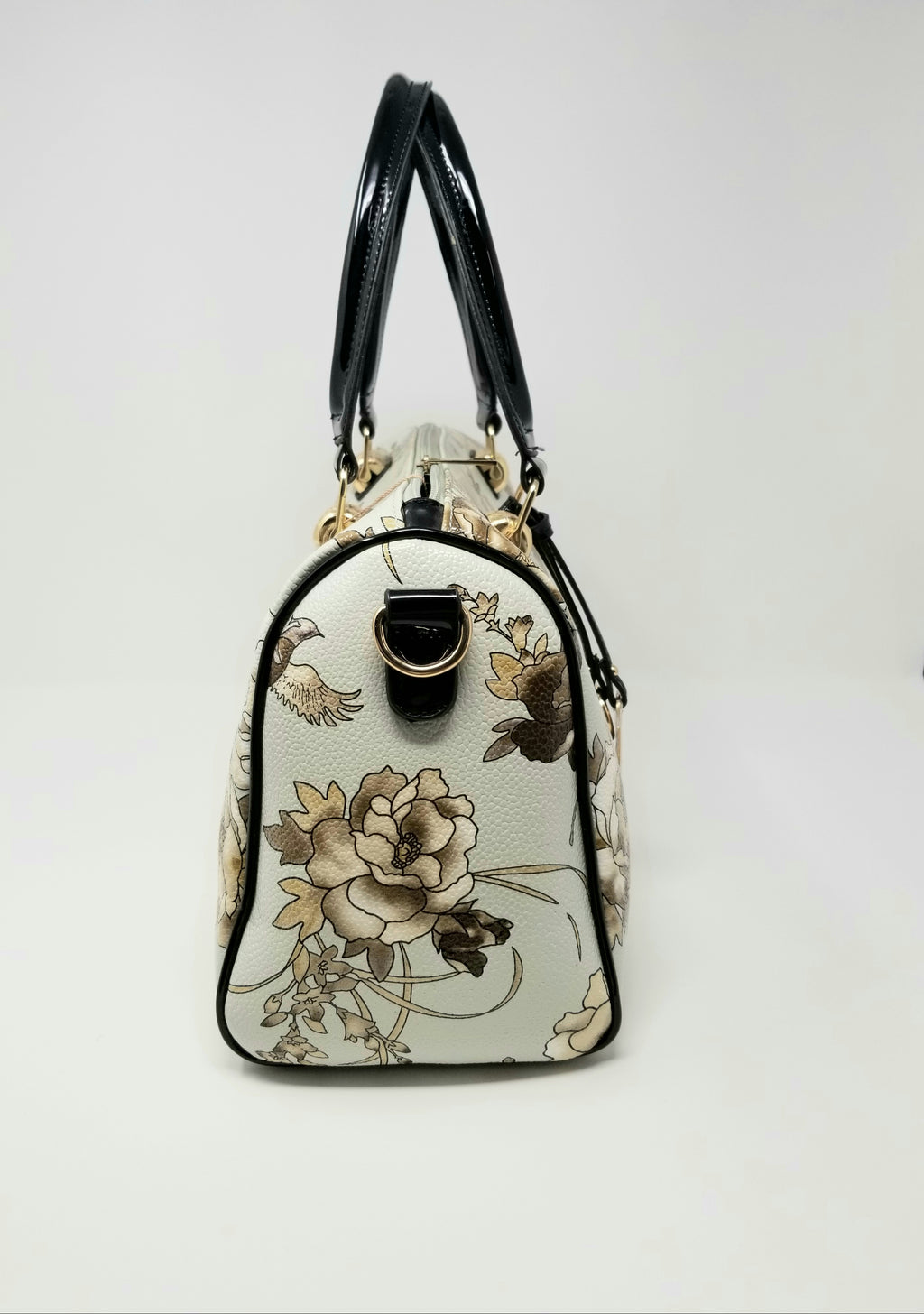 Satchel Handbag with Floral Design