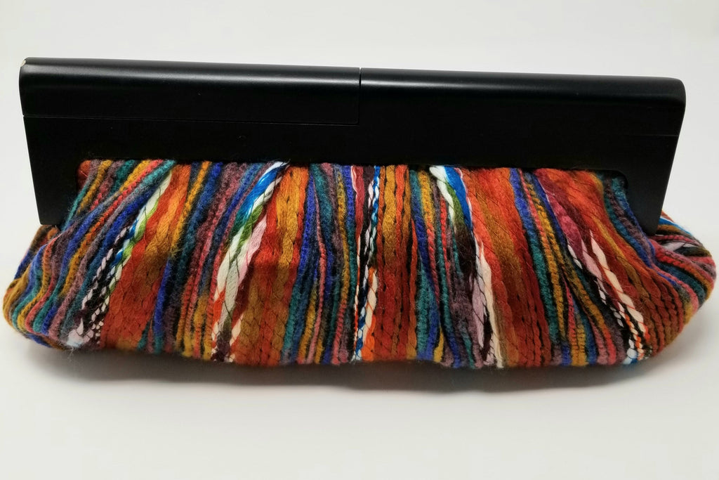 Wooden Handle Yarn Fabric Clutch