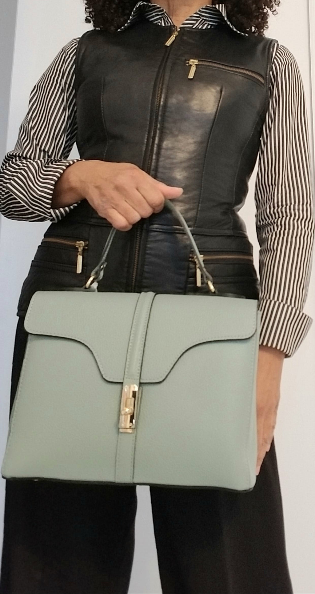 Kelly Leather Top Handle Bag