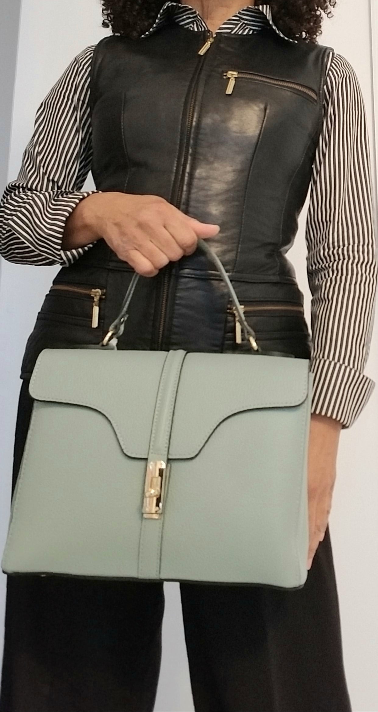 Kelly Leather Top Handle Bag