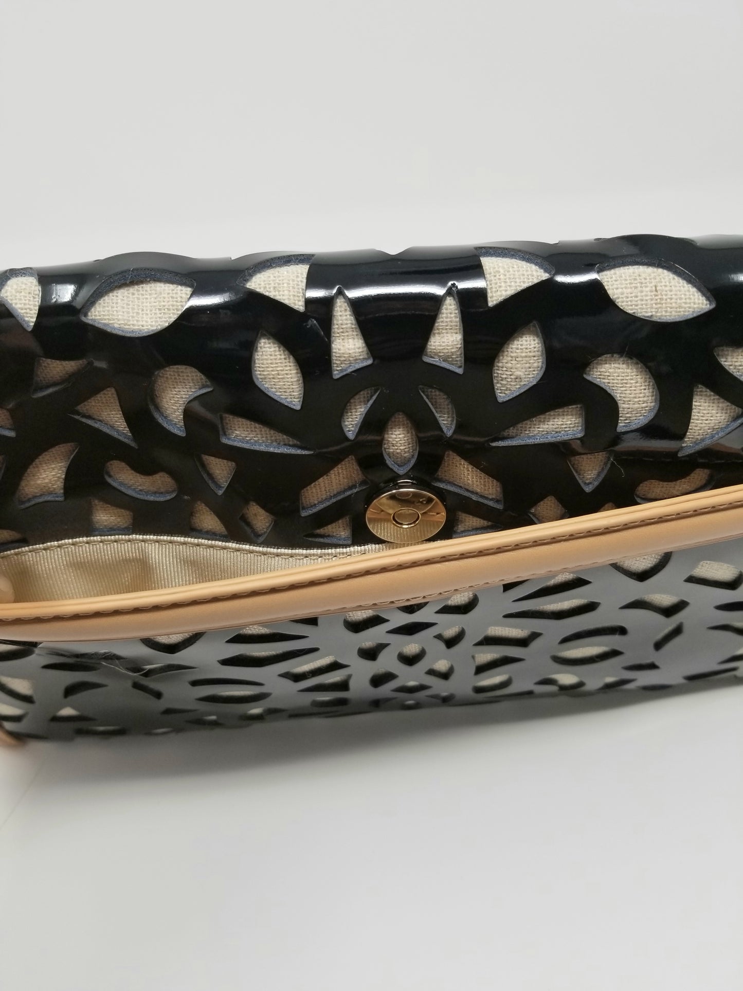 Perforated Patent Natural Leather Clutch